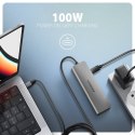 HMC-5H Wieloportowy hub USB 5in1, 5Gbps, 3x USB-A, HDMI 4K/30Hz, PD 100W, 100cm USB-C kabel