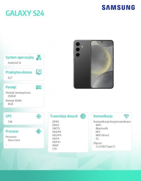 Smartfon GALAXY S24 5G 8/256GB Enterprise Edition Czarny Smartfon GALAXY S24 5G 8/256GB Enterprise Edition Czarny