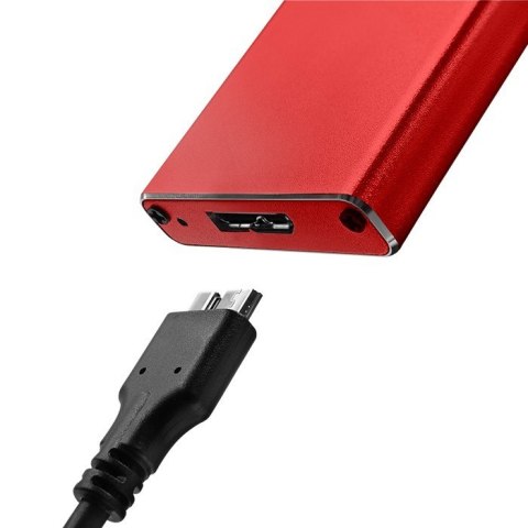 Obudowa | kieszeń na dysk M.2 SSD | SATA | NGFF | USB 3.0 | Superspeed 5Gb/s | 2TB | Czerwona Obudowa | kieszeń na dysk M.2 SSD | SATA | NGFF | USB 3.0 | Superspeed 5Gb/s | 2TB | Czerwona