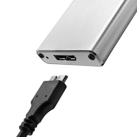 Obudowa | kieszeń na dysk M.2 SSD | SATA | NGFF | USB 3.0 | Superspeed 5Gb/s | 2TB | Srebrna Obudowa | kieszeń na dysk M.2 SSD | SATA | NGFF | USB 3.0 | Superspeed 5Gb/s | 2TB | Srebrna
