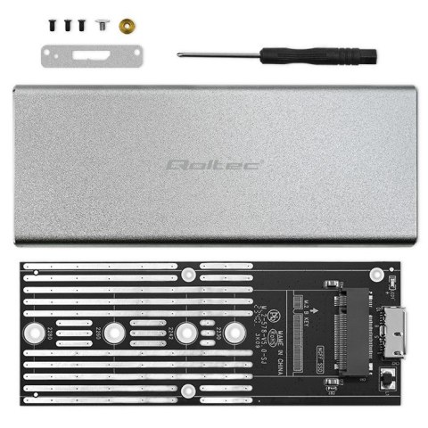 Obudowa | kieszeń na dysk M.2 SSD | SATA | NGFF | USB 3.0 | Superspeed 5Gb/s | 2TB | Srebrna Obudowa | kieszeń na dysk M.2 SSD | SATA | NGFF | USB 3.0 | Superspeed 5Gb/s | 2TB | Srebrna