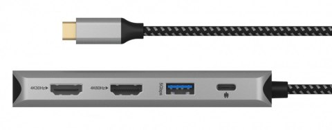 Stacja dokująca IB-DK4012-CPD 9w1, 2x HDMI, 4K60Hz, 3xUSB, 100W PD,LAN, Czytnik kart Stacja dokująca IB-DK4012-CPD 9w1, 2x HDMI, 4K60Hz, 3xUSB, 100W PD,LAN, Czytnik kart