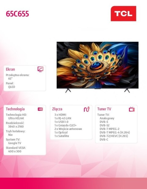 Telewizor QLED 65 cali 65C655 Telewizor QLED 65 cali 65C655