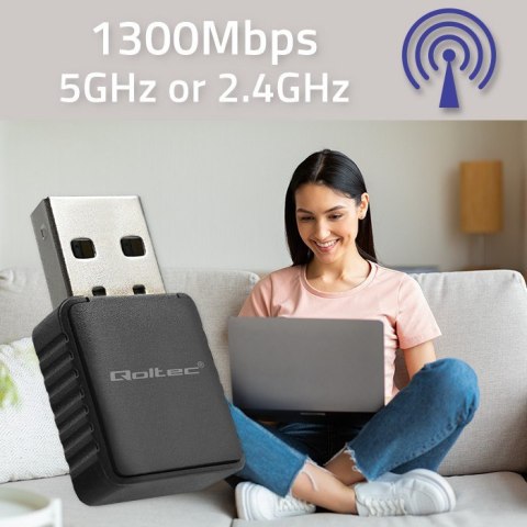 Adapter bezprzewodowy Ultra szybki DUAL mini WiFi 2 x 2dBi Standard AC | 1300Mbps Adapter bezprzewodowy Ultra szybki DUAL mini WiFi 2 x 2dBi Standard AC | 1300Mbps