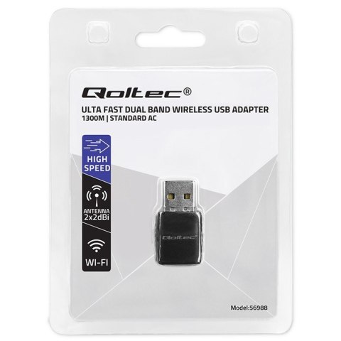 Adapter bezprzewodowy Ultra szybki DUAL mini WiFi 2 x 2dBi Standard AC | 1300Mbps Adapter bezprzewodowy Ultra szybki DUAL mini WiFi 2 x 2dBi Standard AC | 1300Mbps