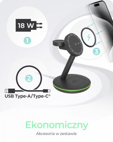 Ładowarka IB-SH102-CH bezprzewodowa do telefonu, zegarka i słuchawek Ładowarka IB-SH102-CH bezprzewodowa do telefonu, zegarka i słuchawek