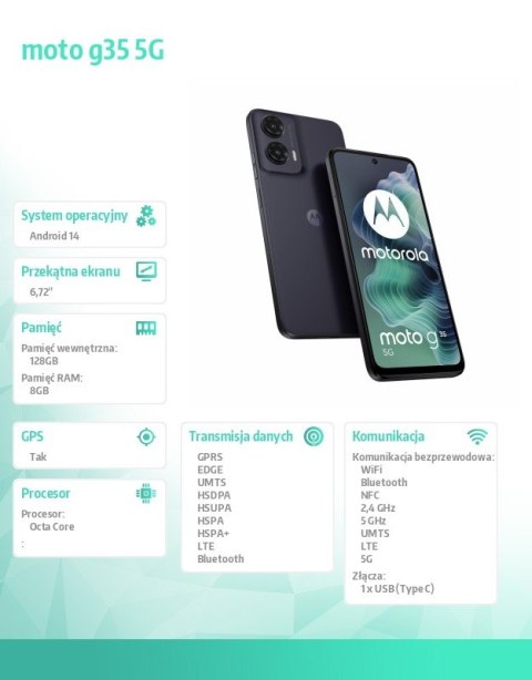 Smartfon moto g35 5G 8/128GB GrayStone Smartfon moto g35 5G 8/128GB GrayStone