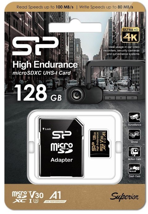 Karta pamięci microSDXC High Endurance 128GB V30 UHS-1 U3 A1 24/7 + ADAPTER microSD-SD Karta pamięci microSDXC High Endurance 128GB V30 UHS-1 U3 A1 24/7 + ADAPTER microSD-SD