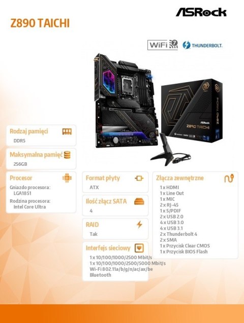 Płyta główna Z890 TAICHI ATX Płyta główna Z890 TAICHI ATX