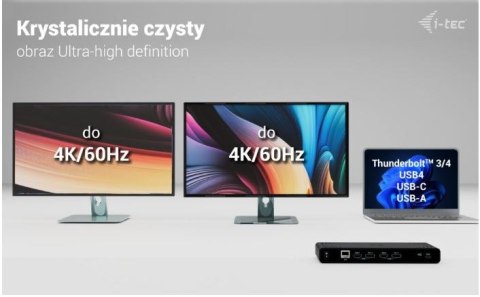 Stacja dokująca Universal Dual 4K Display Power Delivery 85W + i-tec USB-C Charger 100W Stacja dokująca Universal Dual 4K Display Power Delivery 85W + i-tec USB-C Charger 100W