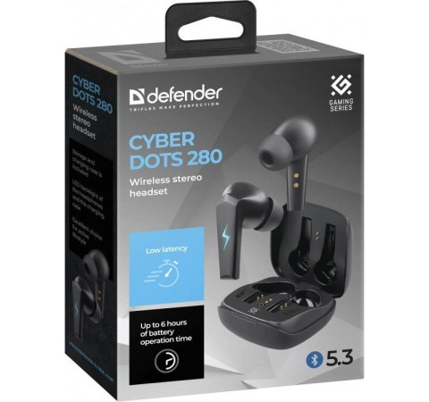 Słuchawki douszne bezprzewodowe CYBERDOTS 280 gaming Czarne Słuchawki douszne bezprzewodowe CYBERDOTS 280 gaming Czarne