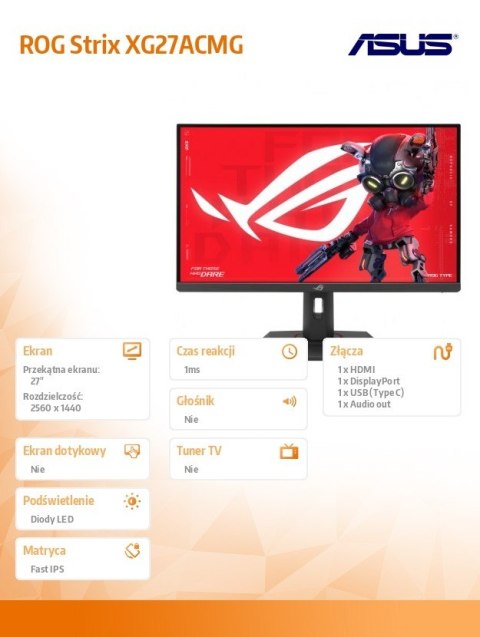 Monitor 27 cali XG27ACMG IPS HDMI USBC 1ms 270Hz Monitor 27 cali XG27ACMG IPS HDMI USBC 1ms 270Hz