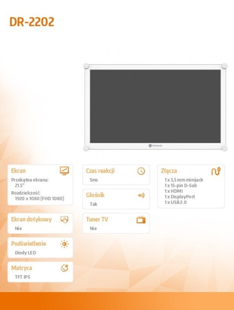Monitor 21.5 cala DR-2202 VGA DVI-D HDMI Monitor 21.5 cala DR-2202 VGA DVI-D HDMI