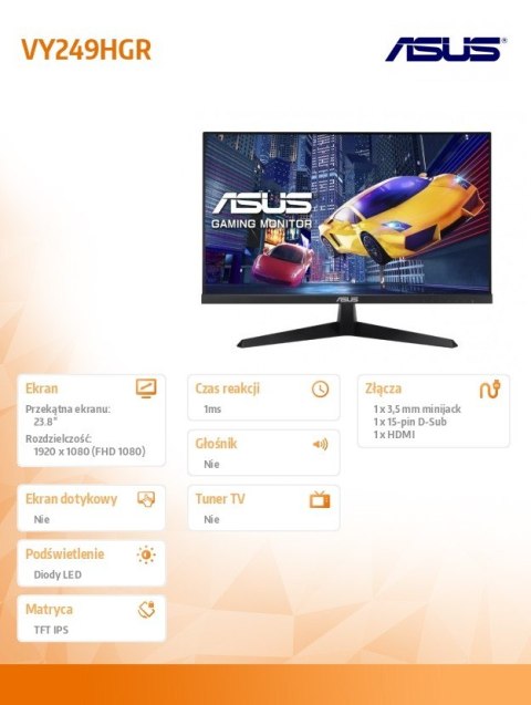 Monitor 23.8 cala VY249HGR FHD IPS 120Hz HDMI VGA 1MS Monitor 23.8 cala VY249HGR FHD IPS 120Hz HDMI VGA 1MS