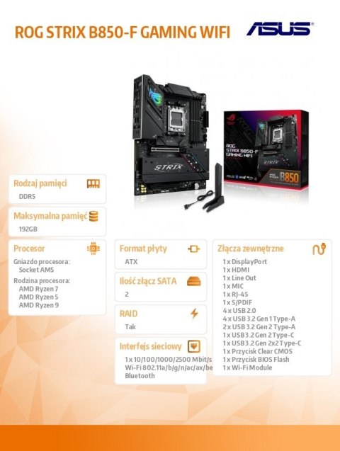 Płyta główna ROG STRIX B850-F GAMING WIFI Płyta główna ROG STRIX B850-F GAMING WIFI