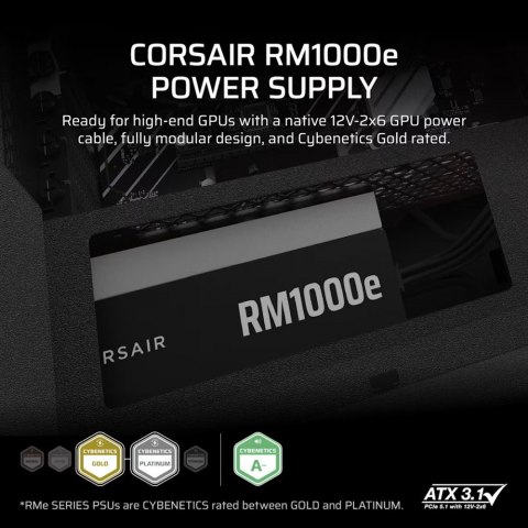 Zasilacz RM1000e PCIe5.1 80+GOLD F.MODULAR ATX3.1 Zasilacz RM1000e PCIe5.1 80+GOLD F.MODULAR ATX3.1
