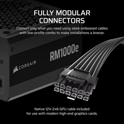 Zasilacz RM1000e PCIe5.1 80+GOLD F.MODULAR ATX3.1 Zasilacz RM1000e PCIe5.1 80+GOLD F.MODULAR ATX3.1